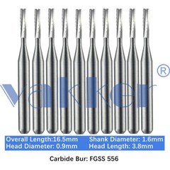 Vakker 10PC Dental Bur Friction Grip Carbide Burs FG SS 2 6 8 Short Shank 16.5mm