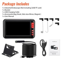 1080P HD Industrial Endoscope Borescope 4.3” Screen 8mm Inspection Snake Camera