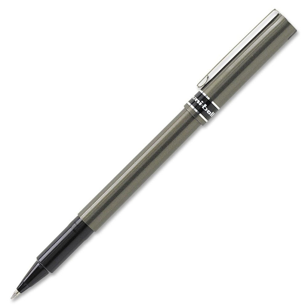 155 Deluxe Stick Roller Ball Pen, Micro 0.5mm, Black Ink, Metallic Gray Barre…
