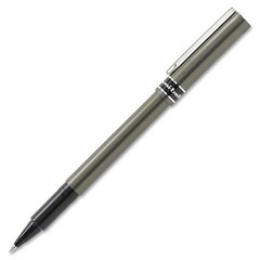 155 Deluxe Stick Roller Ball Pen, Micro 0.5mm, Black Ink, Metallic Gray Barre…