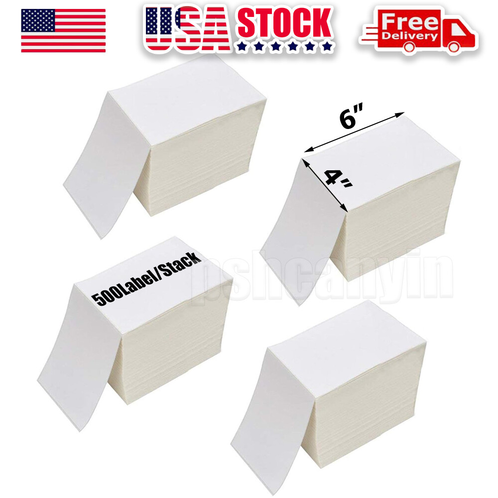 4x 500 Fanfold Direct Thermal Shipping Labels 4×6″ Blank for Zebra&Rollo Printer