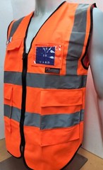 Class II Hi Visibility Reflective Orange Safety Vest with ID POCKET