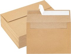 100 Pack A7 Brown Kraft Paper Invitation 5×7 Envelopes for Greeting Card, Photos
