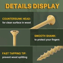 Deck Screws 2 Inch, Wood Screws #8 x 2, 300 PCS, Rust Resistant, Exterior Epo…