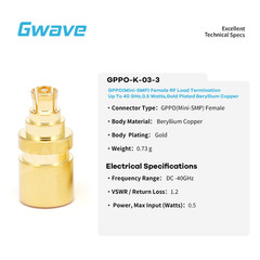 GPPO(Mini-SMP) Female RF Load Termination 40 GHz, 0.5 Watts, Gold Plated BeCu