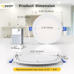 Ensenior 12 Pack 6 Inch 6 Inch, 2700k/3000k/3500k/4000k/5000k – 5cct White