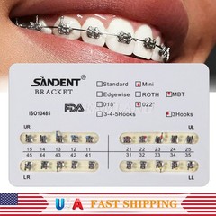 10kits SANDENT Dental Brackets Braces Orthodontic Mini MBT0.022″ Hooks 3-