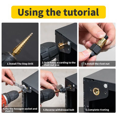 7 PCS Manual Rivet Nut Tool Kit Carbon Steel Nutsert Tool for M3-M12 Rivet Gun