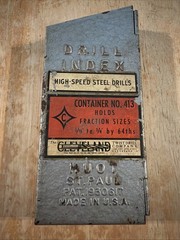 Vintage Cleveland High Speed Drill Index No 413 Metal box With 7 Bits Huot USA