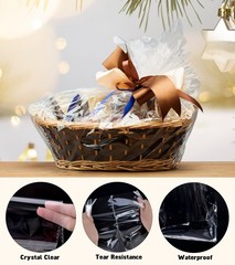6 Pack Extra Large Clear Cellophane Bags 30×40 Inch Gift Basket Wrap 2.8 Mil