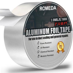 Aluminum Foil Tape 2″ x 65ft | 3.9 Mil High-Temp HVAC Tape for Ductwork & Vents