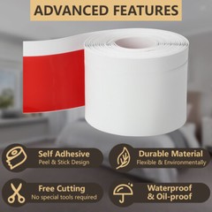 Vinyl Wall Base Baseboard Molding Trim 4″x 20FT Flexible Self Adhesive White