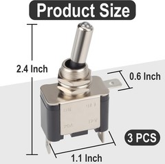 3 PCS LED Lighted Rocker Toggle Switch, 12V SPST 2Pin ON/Off Rocker Switch, 20A