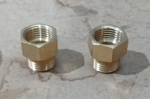 SET OF 2 – Brass Adapter Fitting – 1/2 Inch BSP Female X 1/2 Inch NPT Male