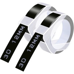2PK For DYMO 3D Embossing Label Tape Organizer Xpress A521209 White/Black 12mm