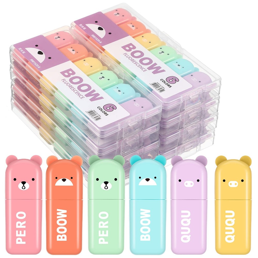60 Pcs Cute Mini Bear Highlighter Pens Kawaii Highlighter Set Back to School …
