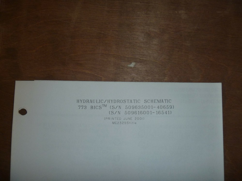 Bobcat 773 BICS Skid Steer Hydraulic Hydrostatic Schematic Diagram Manual