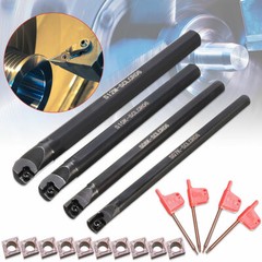 Set Of 7 8 10 12mm SCLCR06 Turning Tool Lathe Boring Bar + 10x CCMT0602 Inserts