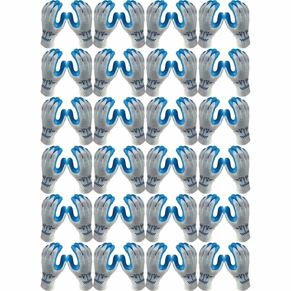 ATLAS Fit 300 Showa Latex Palm-Dipped Blue Medium Rubber Work Gloves, 24-Pairs