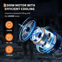 3-in-1 Electric Hoist Winch 1100 lbs Capacity, 1500W 120V Power, 25ft Lift