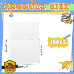Fuutreo Clear Wall Pockets 12 Pcs 12.6″x9.4″