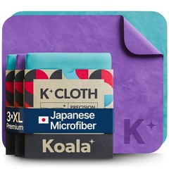 Koala Lens Cleaning Cloth | Japanese Microfiber | 3 Pack (XL), Purple / Blue