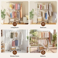 TigerParty Heavy Duty Clothes Rack for Hanging Clothes, Adjustable 2-Tier Rod…