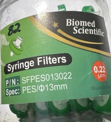 82pcs PES Syringe Filter 13mm Membrane Non-Sterile – 0.22um PP – NEW