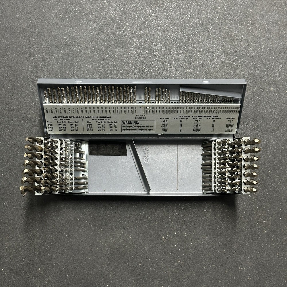 Huot Manufacturing Combination Drill Bit Set Jobber Length Pat No. 3870149