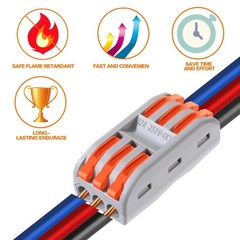 Spring Lever Terminal Block Electric Cable Wire Connectors Adapter 3 Way 10 Pack