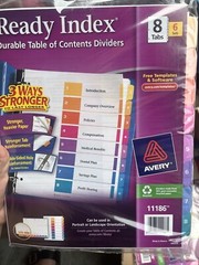 Avery 11186 Ready Index Table of Contents Dividers 8-Tab Set 6 Sets (4D)