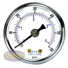 1/8″ NPT Air Compressor Hydraulic Pressure Gauge 0-60 PSI Back Mount 1.5″ Face