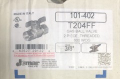 Jomar Valve Brass Gas Ball Valve Inline Female 3/8″, 101-402 T204FF 600 W0G