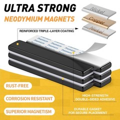 FINDMAG Neodymium Bar Magnets with Adhesive Backing, 6 Pack, 60x10x3mm | Strong