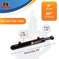 2×20 Hydraulic Cylinder 2″ Bore, 20″ Stroke – Double Acting Tang Universal