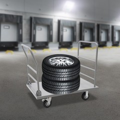 Platform Truck Cart, Heavy Duty Push Cart 2000LB with Detachable Rear Guardrail