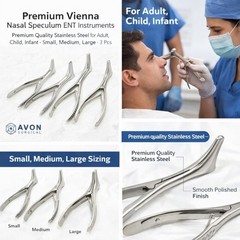 3 Pack Nasal Speculum Small + Medium + Large – ENT Examination Instrument