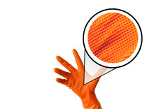Heavy Duty 8mil Orange Nitrile Gloves Diamond Textured Powder Free Industrial