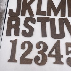 Wood Type MDF Vintage Mix / Approx 35 Pcs Alphabet Numbers 3″ size w/box Vintage
