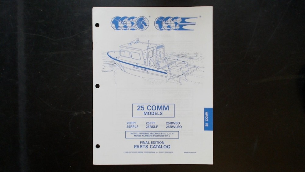 OMC 25 COMM Models Parts Catalog 25RPF 25RSLF Final Edition 1996