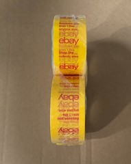 4 ROLLS OF OFFICIAL EBAY YELLOW BRANDED TAPE PACKING SHIPPING SUPPLIES 75′ x 2″