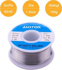 AUSTOR 60-40 Tin Lead Rosin Core Solder Wire for Electrical Soldering (1.5mm, 10