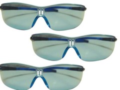 3 Pairs – Racer Series Safety Glasses Blue/Black Frame, Clear lens