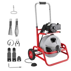 VEVOR Drain Cleaner Machine 75 FT x 1/2 Inch Manual Feed Sewer Auger 6 Cutters