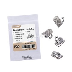 10X AZDENT Dental Orthodontic Bondable Buccal Tube 2nd Molar Edgwise 022 Non-Con