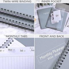 Monthly Planner 2026 2027 2028 Large 11×8.5 Inch Cover Tabs Spaced Notes Holiday