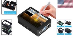 Raspberry Pi 4 Compatible 3.5 Inch Touch Screen with Case and Heatsinks Included