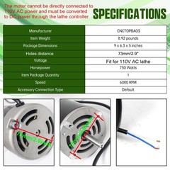 【US】 750W/550W 6000RPM Motor w/ Main Control Board for 0618 210 Mini Metal Lathe
