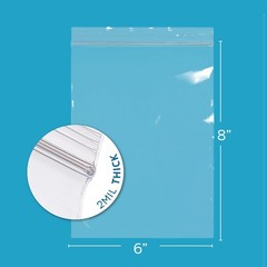 GPI – 1000 Count – 6 X 8 2 Mil Clear Reclosable Zip Plastic Poly Bags with Resea