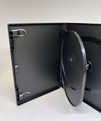 5 PCS NEW HIGH QUALITY 14MM DOUBLE (2) DVD CASES WITH FLIP TRAY, BLACK, PSD43